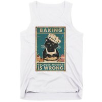 Baking Because Murder Is Wrong Black Cat Funny Cat Tank Top