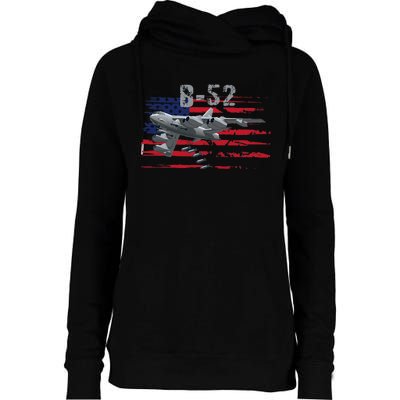 B52 Buff Military Airplane Flag Womens Funnel Neck Pullover Hood