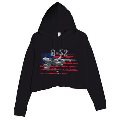 B52 Buff Military Airplane Flag Crop Fleece Hoodie