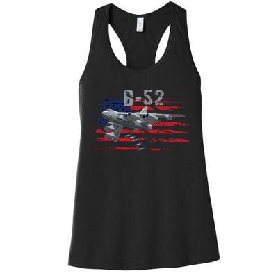 B52 Buff Military Airplane Flag Women's Racerback Tank