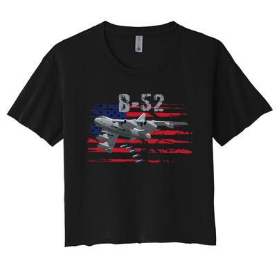 B52 Buff Military Airplane Flag Women's Crop Top Tee