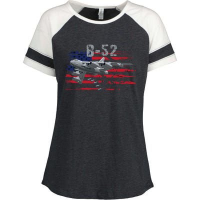 B52 Buff Military Airplane Flag Enza Ladies Jersey Colorblock Tee