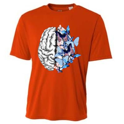 Blue Butterflies Mental Health Brain Psychology Cooling Performance Crew T-Shirt