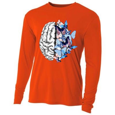 Blue Butterflies Mental Health Brain Psychology Cooling Performance Long Sleeve Crew