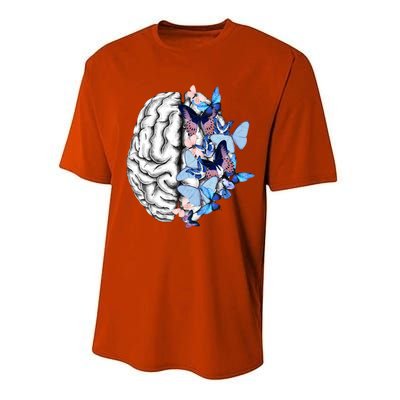 Blue Butterflies Mental Health Brain Psychology Performance Sprint T-Shirt