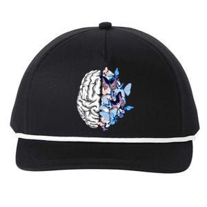 Blue Butterflies Mental Health Brain Psychology Snapback Five-Panel Rope Hat