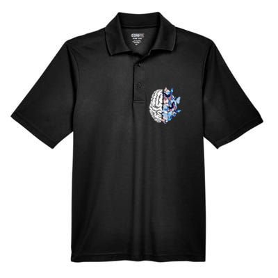 Blue Butterflies Mental Health Brain Psychology Men's Origin Performance Pique Polo