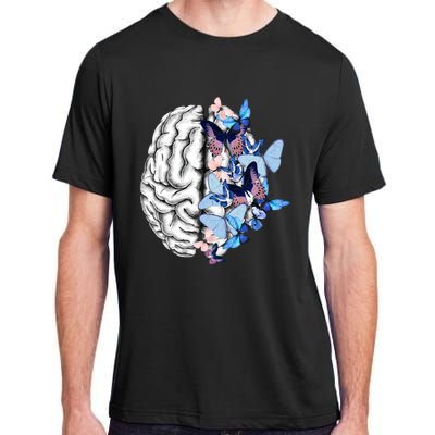 Blue Butterflies Mental Health Brain Psychology Adult ChromaSoft Performance T-Shirt