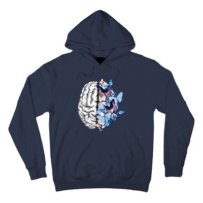 Blue Butterflies Mental Health Brain Psychology Hoodie