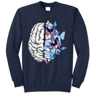 Blue Butterflies Mental Health Brain Psychology Tall Sweatshirt