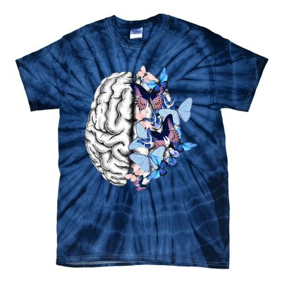 Blue Butterflies Mental Health Brain Psychology Tie-Dye T-Shirt