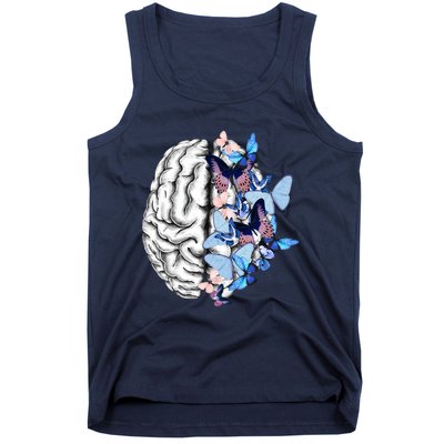 Blue Butterflies Mental Health Brain Psychology Tank Top