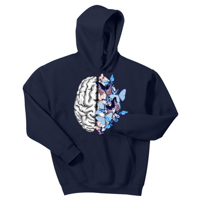 Blue Butterflies Mental Health Brain Psychology Kids Hoodie