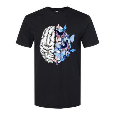 Blue Butterflies Mental Health Brain Psychology Softstyle CVC T-Shirt