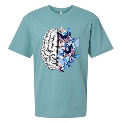 Blue Butterflies Mental Health Brain Psychology Sueded Cloud Jersey T-Shirt