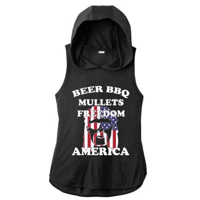 Beer Bbq Mullets Freedom America Funny Patriotic Graphic Gift Ladies PosiCharge Tri-Blend Wicking Draft Hoodie Tank