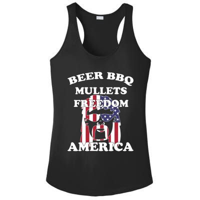 Beer Bbq Mullets Freedom America Funny Patriotic Graphic Gift Ladies PosiCharge Competitor Racerback Tank