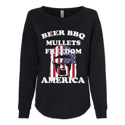 Beer Bbq Mullets Freedom America Funny Patriotic Graphic Gift Womens California Wash Sweatshirt