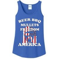 Beer Bbq Mullets Freedom America Funny Patriotic Graphic Gift Ladies Essential Tank