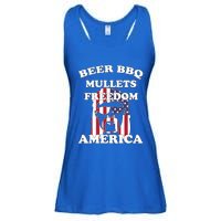 Beer Bbq Mullets Freedom America Funny Patriotic Graphic Gift Ladies Essential Flowy Tank