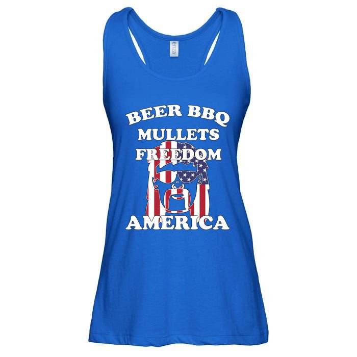 Beer Bbq Mullets Freedom America Funny Patriotic Graphic Gift Ladies Essential Flowy Tank