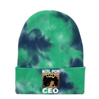 Black Business Month Wo Wife Mom CEO Melanin Tie Dye 12in Knit Beanie