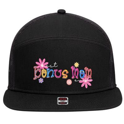 Best Bonus Mom Ever Happy Mothers Day Gift 7 Panel Mesh Trucker Snapback Hat