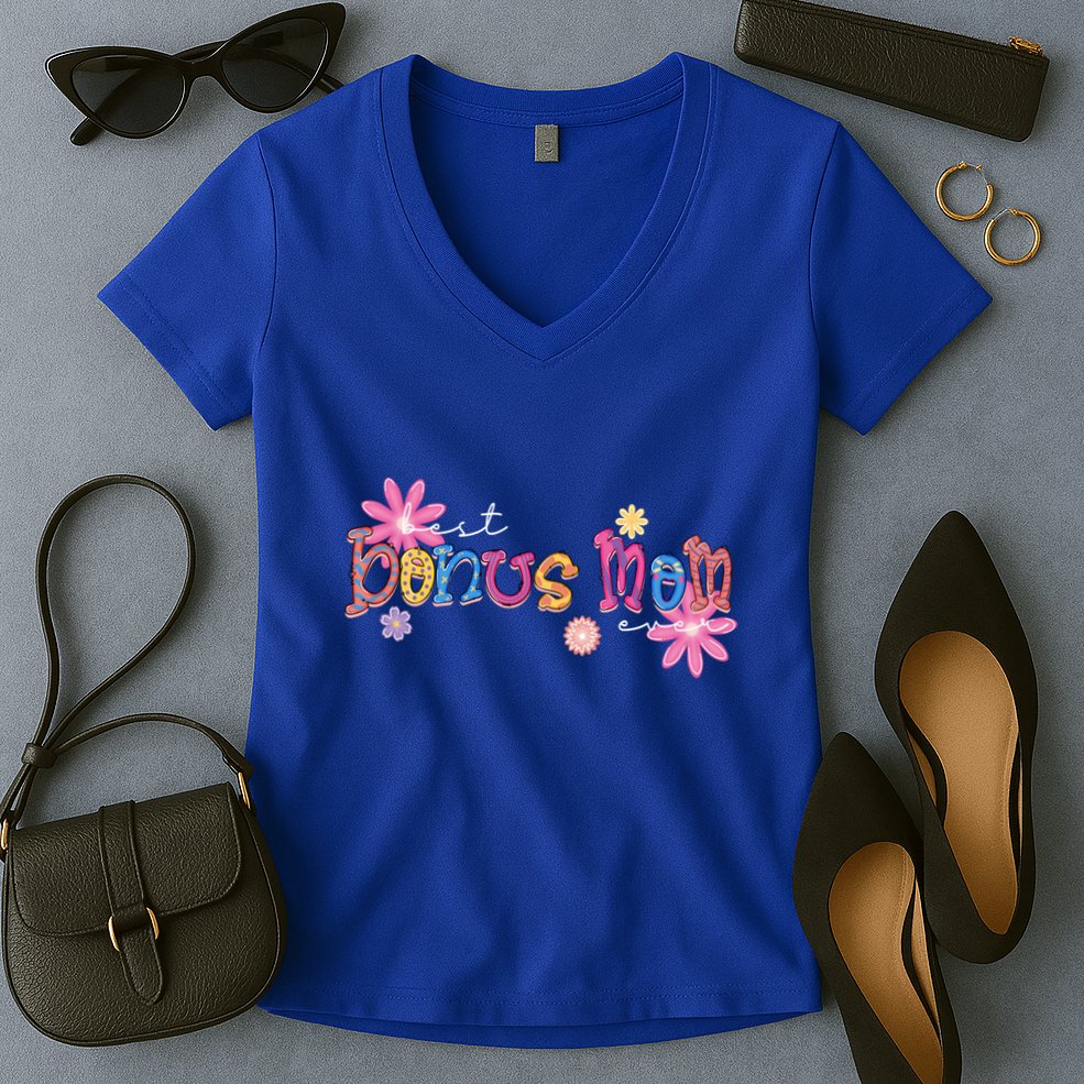 Best Bonus Mom Ever Happy Mothers Day Gift Women's V-Neck T-Shirt