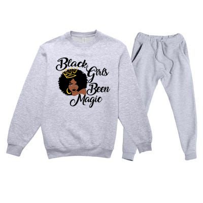 Black Been Magic Melanin Black History Gift Premium Crewneck Sweatsuit Set