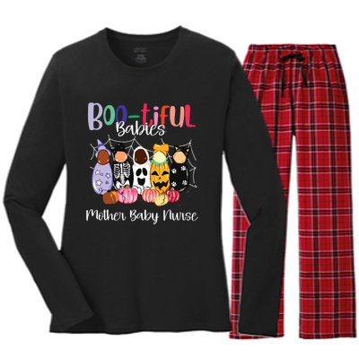 Bootiful Babies Mother Baby Nurse Funny Halloween Women's Long Sleeve Flannel Pajama Set 