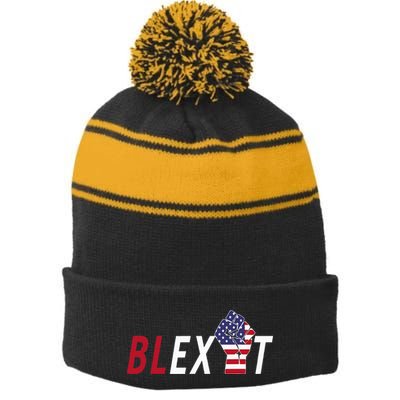 Blexit Blexit Movement Black Exit Stripe Pom Pom Beanie