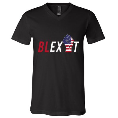 Blexit Blexit Movement Black Exit V-Neck T-Shirt