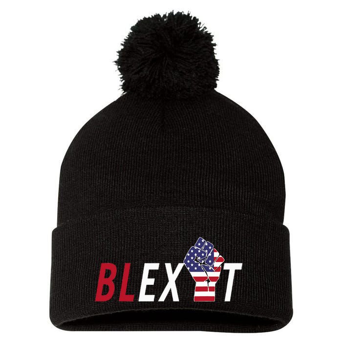 Blexit Blexit Movement Black Exit Pom Pom 12in Knit Beanie