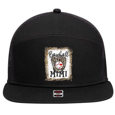 Bleached Baseball Mimi Leopard Game Day Baseball Mothers day 7 Panel Mesh Trucker Snapback Hat