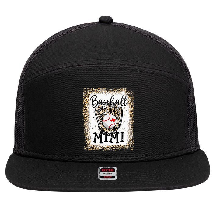 Bleached Baseball Mimi Leopard Game Day Baseball Mothers day 7 Panel Mesh Trucker Snapback Hat