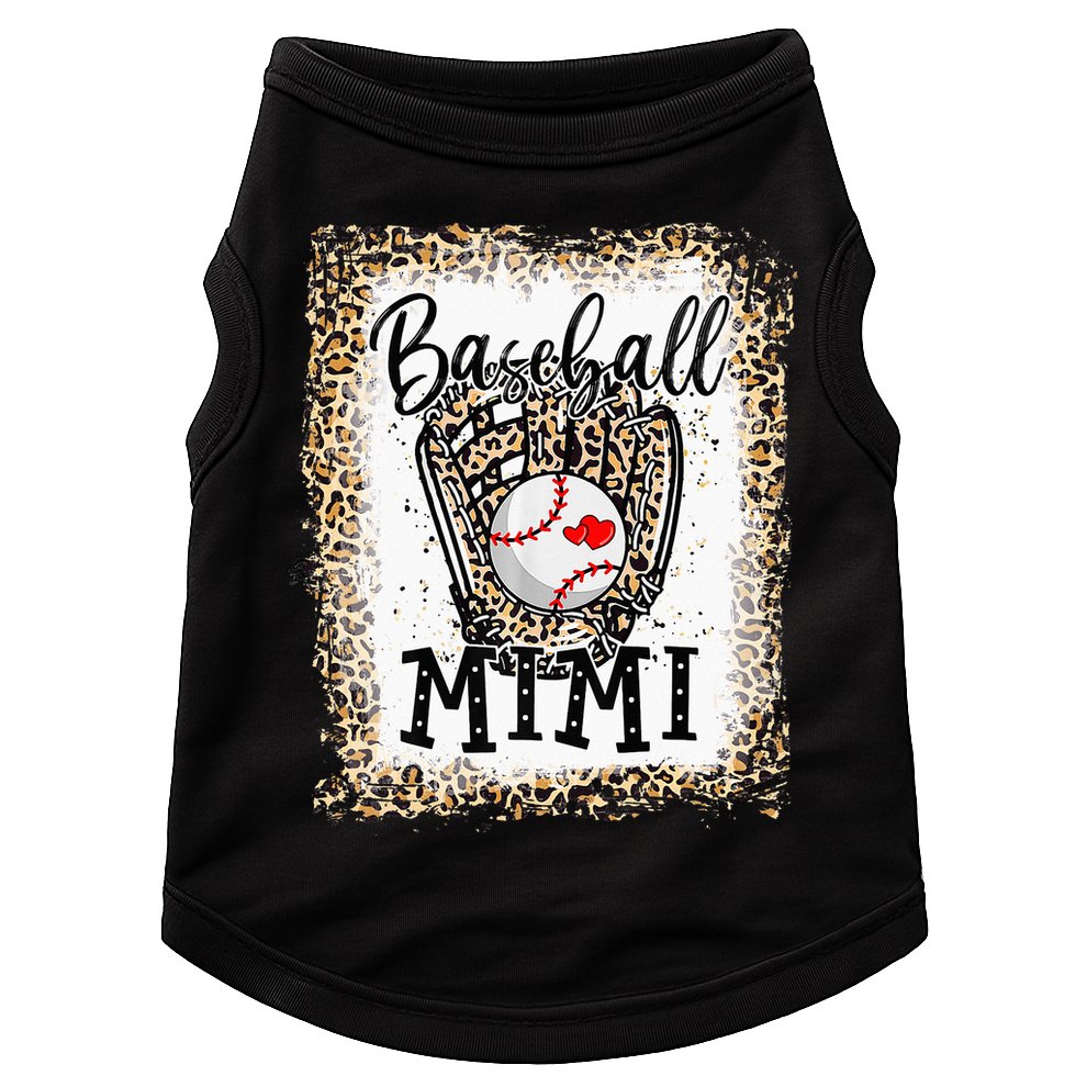 Bleached Baseball Mimi Leopard Game Day Baseball Mothers day Doggie Tank