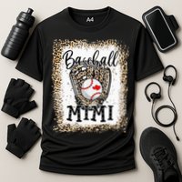 Bleached Baseball Mimi Leopard Game Day Baseball Mothers day Cooling Performance Crew T-Shirt
