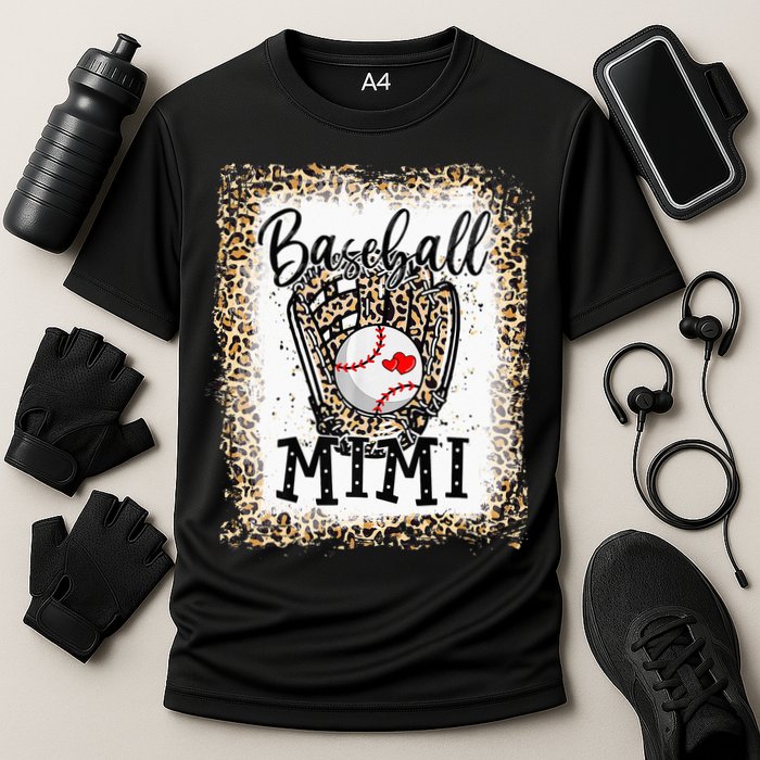 Bleached Baseball Mimi Leopard Game Day Baseball Mothers day Cooling Performance Crew T-Shirt