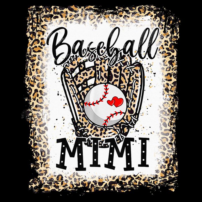 Bleached Baseball Mimi Leopard Game Day Baseball Mothers day Cooling Performance Crew T-Shirt