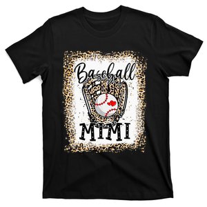 Bleached Baseball Mimi Leopard Game Day Baseball Mothers day T-Shirt