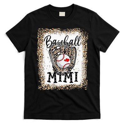 Bleached Baseball Mimi Leopard Game Day Baseball Mothers day T-Shirt