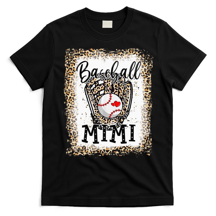 Bleached Baseball Mimi Leopard Game Day Baseball Mothers day T-Shirt