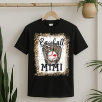 Bleached Baseball Mimi Leopard Game Day Baseball Mothers day T-Shirt