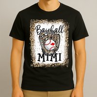 Bleached Baseball Mimi Leopard Game Day Baseball Mothers day T-Shirt