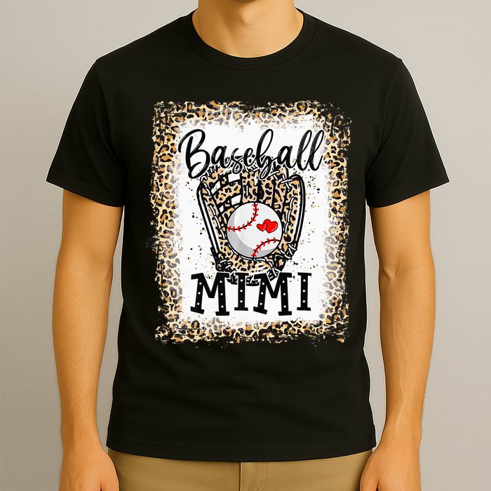 Bleached Baseball Mimi Leopard Game Day Baseball Mothers day T-Shirt