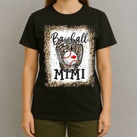 Bleached Baseball Mimi Leopard Game Day Baseball Mothers day T-Shirt