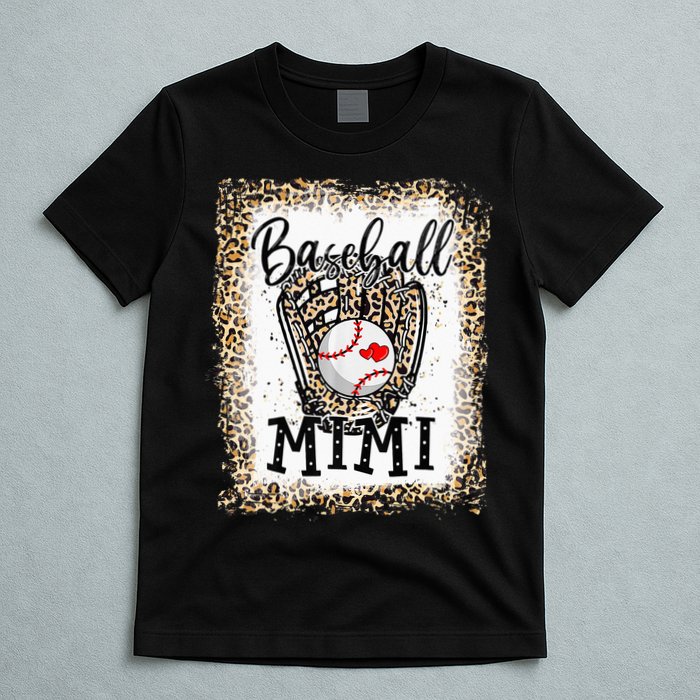 Bleached Baseball Mimi Leopard Game Day Baseball Mothers day T-Shirt