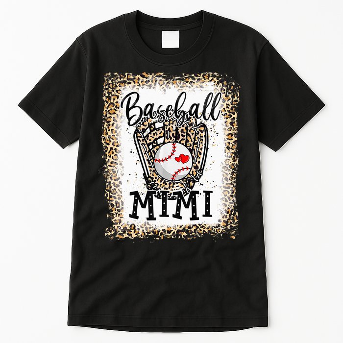Bleached Baseball Mimi Leopard Game Day Baseball Mothers day Tall T-Shirt