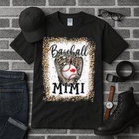 Bleached Baseball Mimi Leopard Game Day Baseball Mothers day Tall T-Shirt