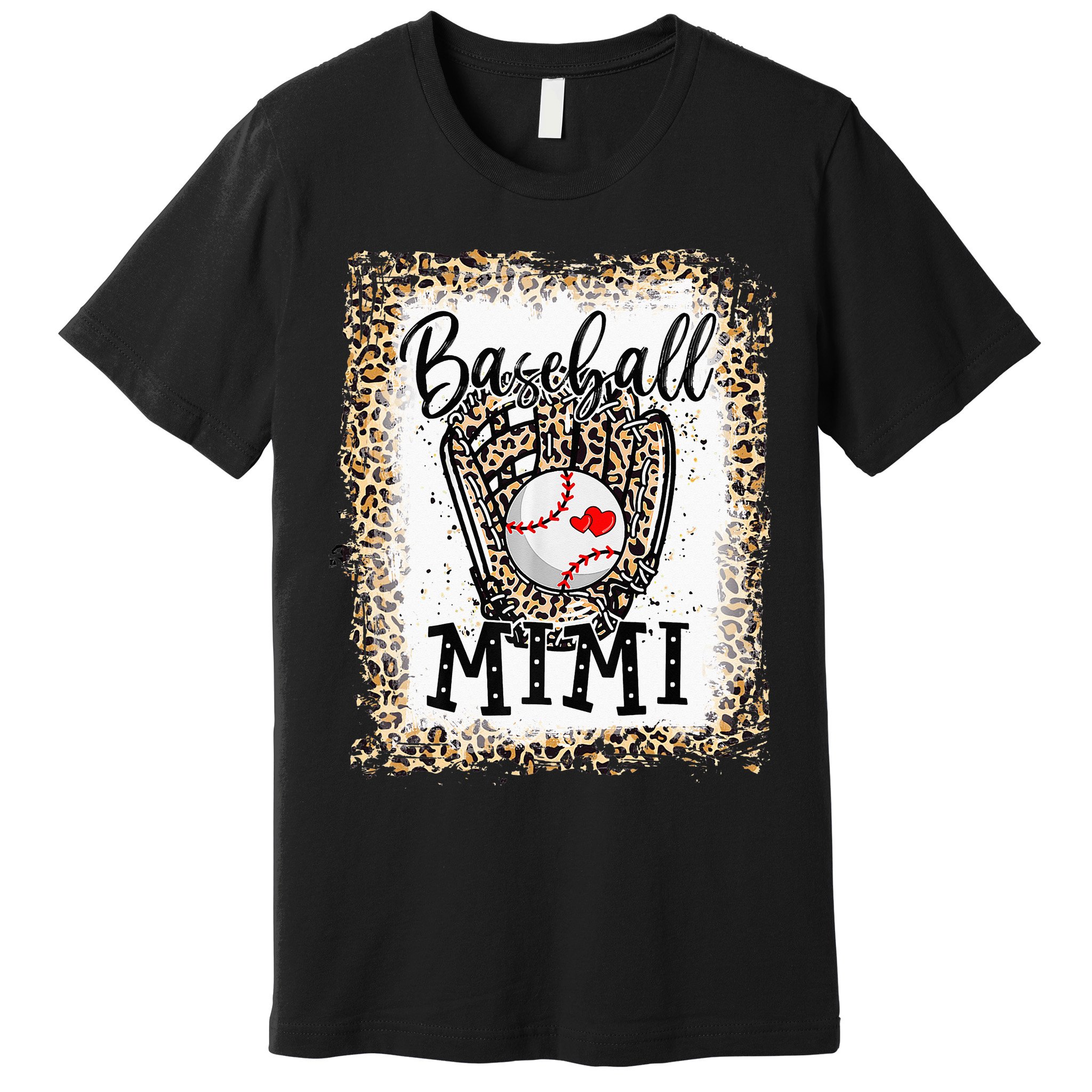 Bleached Baseball Mimi Leopard Game Day Baseball Mothers day Premium T-Shirt
